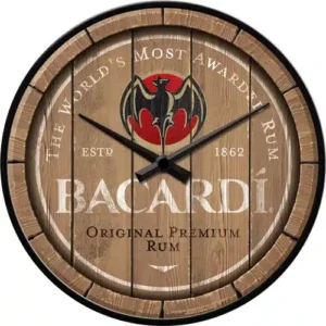 Wandklok Bacardi - Wood Barrel Logo