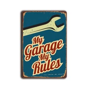 Metalen wandbord My garage My rules