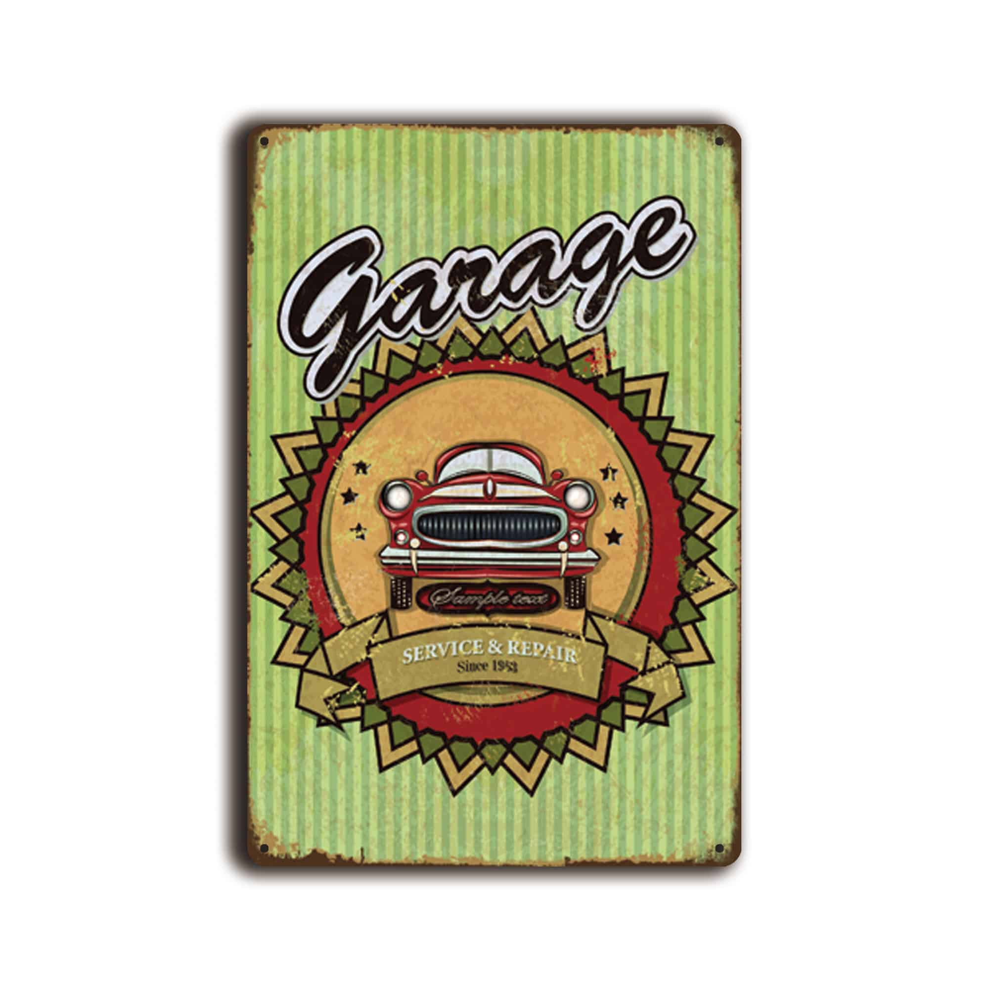 Metalen wandbord Garage service and repair 1 Metalen wandbord Garage service and repair