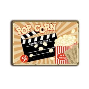 Metalen wandbord Popcorn