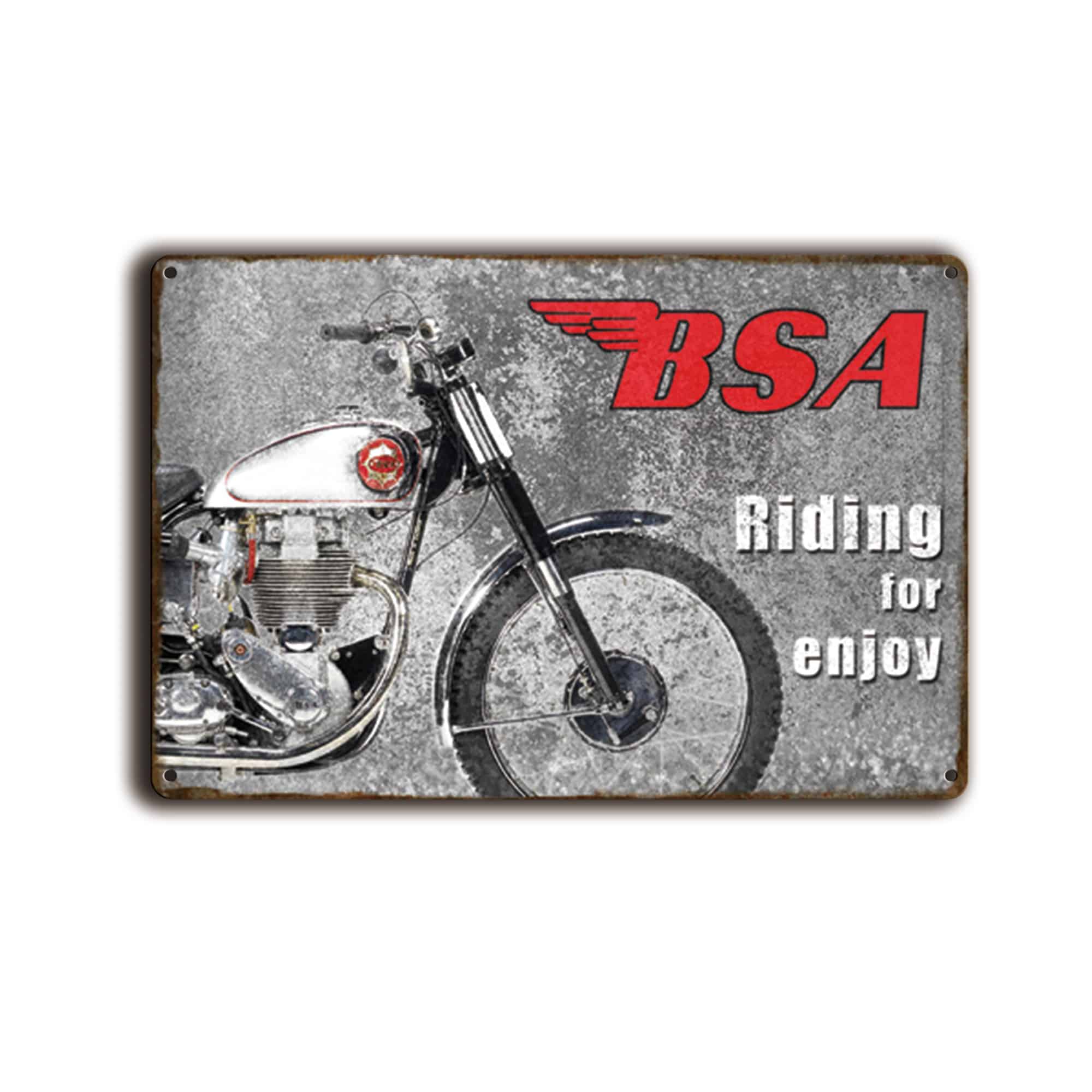 Metalen wandbord BSA riding for enjoy 1 Metalen wandbord BSA riding for enjoy