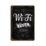 Metalen wandbord Wi-Fi free inside
