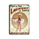 Metalen wandbord Fluff and Fold laundry service