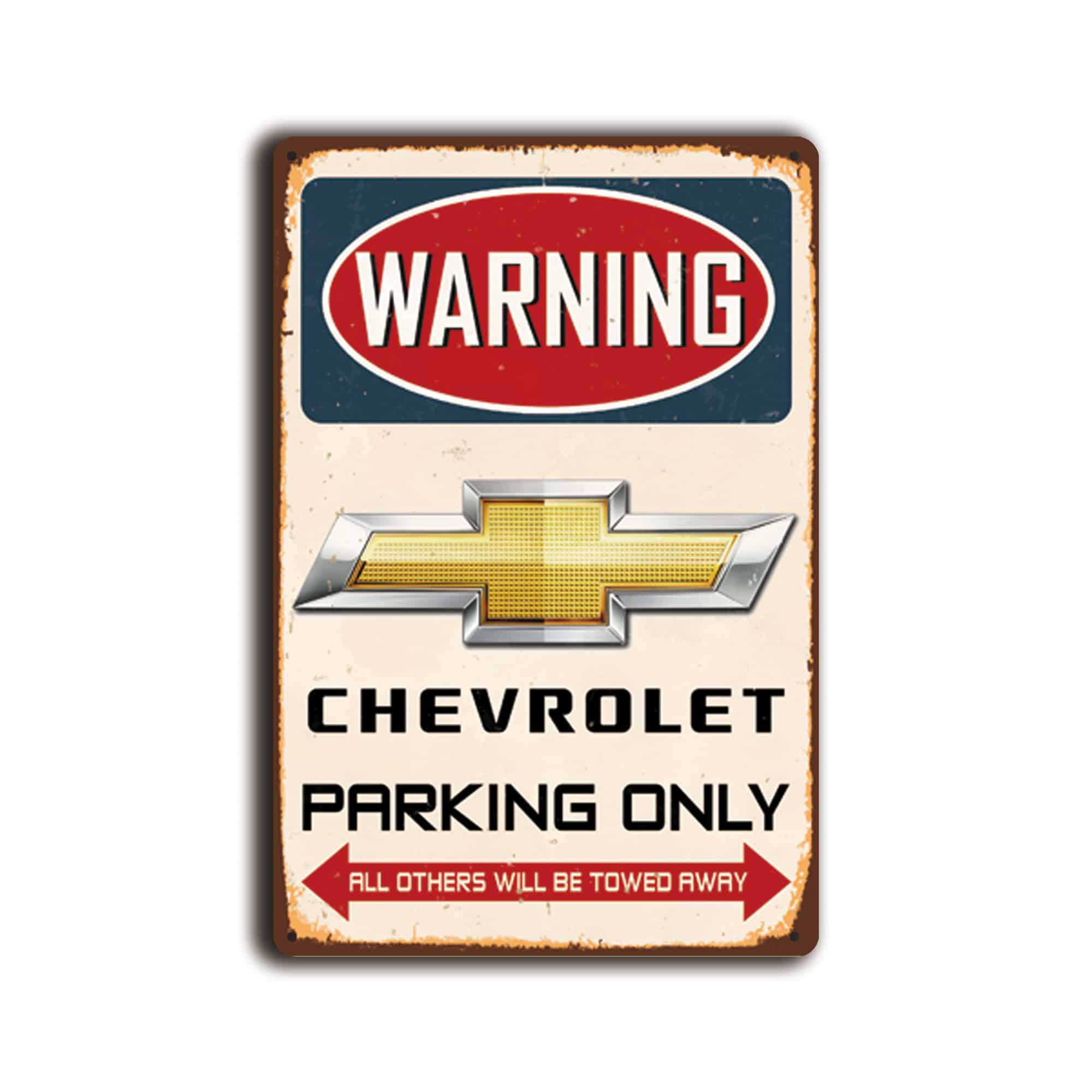 Metalen wandbord Chevrolet parking only 1 Metalen wandbord Chevrolet parking only