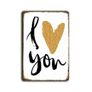 Metalen wandbord I love you