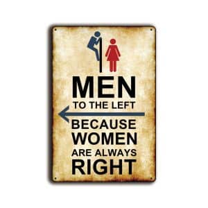 Metalen wandbord Men to the left