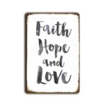 Metalen wandbord Faith hope and love