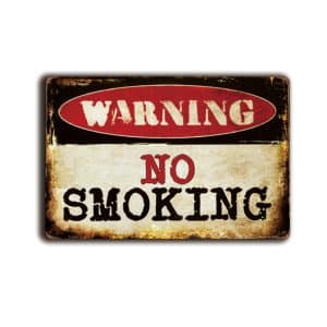 Metalen wandbord Warning No smoking