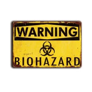 Metalen wandbord Warning Biohazard