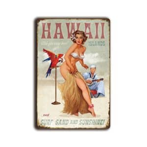 Metalen wandbord Hawaï islands, Surf sand and sunshine