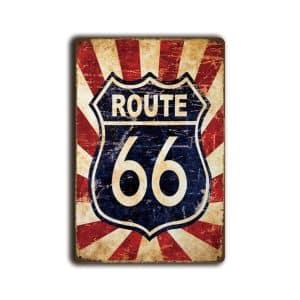 Metalen wandbord Route 66
