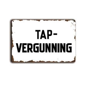 Metalen wandbord Tap-vergunning