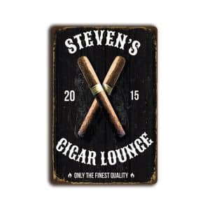 Metalen wandbord Steven's cigar lounge