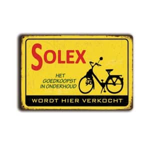 Metalen wandbord Solex het goedkoopst in onderhoud.