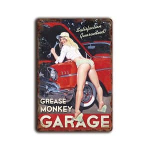 Metalen wandbord Grease monkey Garage