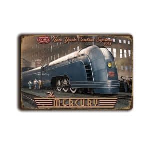 Metalen wandbord New York central system 1934 "The Mercury "