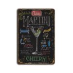 Metalen wandbord Classic Martini "Cheers!"