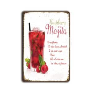 Metalen wandbord Raspberry Mojito