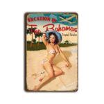 Metalen wandbord Vacation in the Bahamas Pin-up
