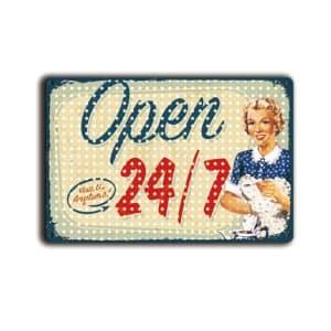 Metalen wandbord Open 24/7