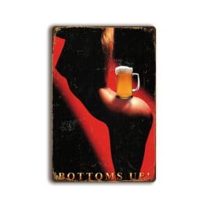 Metalen wandbord Bottoms Up!