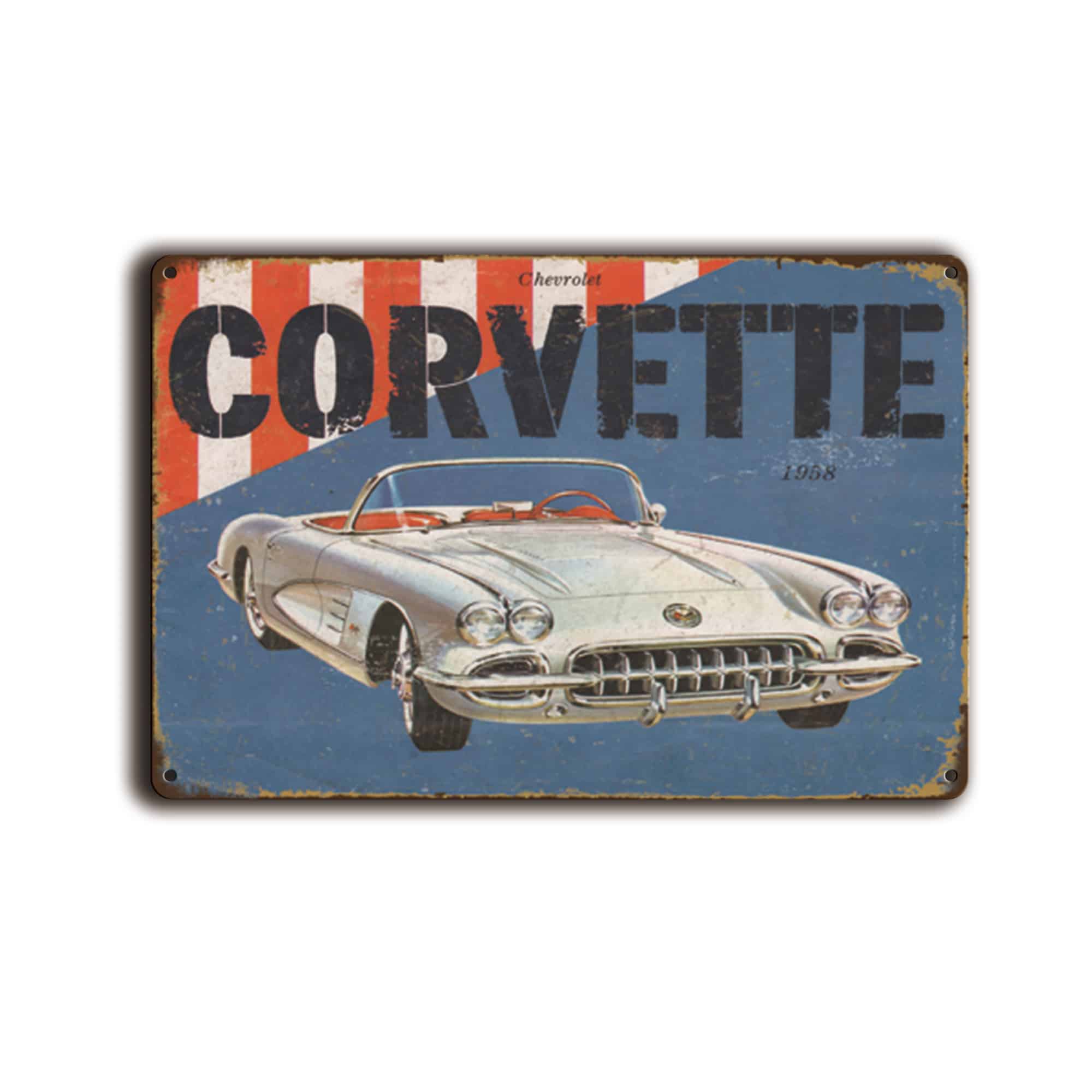Metalen wandbord Chevrolet Corvette 1958 1 Metalen wandbord Chevrolet Corvette 1958