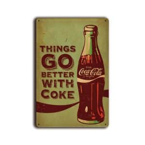Metalen wandbord Things go better with Coke