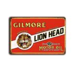 Metalen wandbord Gilmore "Lion head" Motor oil