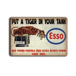 Metalen wandbord Put a tiger in Your tank Esso