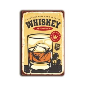 Metalen wandbord Tumbler WHISKEY limited edition