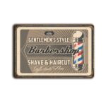 Metalen wandbord Gentlemen's style "Barbershop" Shave and haircut