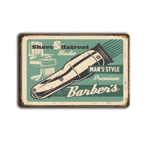 Metalen wandbord Shave&Haircut Man's style Premium Barber's