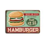 Metalen wandbord Best in city delicious Hamburger