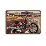 Metalen wandbord Tires shop & service "Route 66" motorcycle