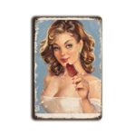 Metalen wandbord Girl with ice-cream