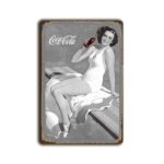Metalen wandbord Coca Cola girl in bathing suit