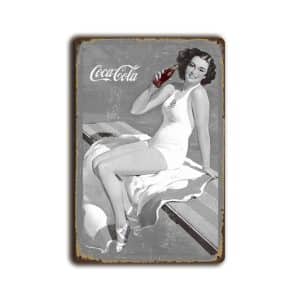 Metalen wandbord Coca Cola girl in bathing suit