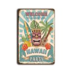 Metalen wandbord Welcome to adventure Hawaï party