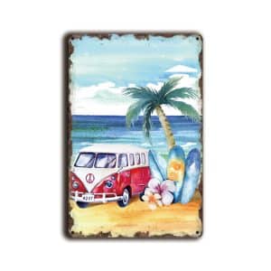 Metalen wandbord VW beach "surfing"
