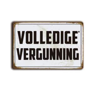 Metalen wandbord Volledige vergunning (vintage)