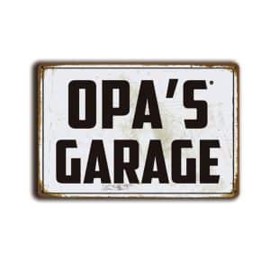 Metalen wandbord Opa's garage