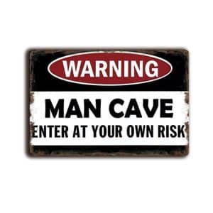 Metalen wandbord Warning Man Cave Enter at Your own risk