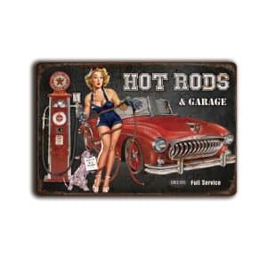 Metalen wandbord Hotrods and garage