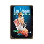 Metalen wandbord Las Vegas Poker girl